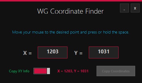 WG Coordinate Finder鼠标光标坐标位置查找工具截图2